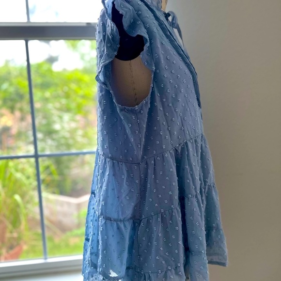 Blue Ruffled Women's blouse - Picture 3 of 7